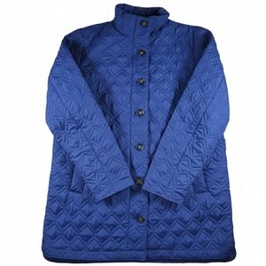 Lands' End Womens Royal Blue Quilted Primaloft Barn Chore Jacket M Lagenlook